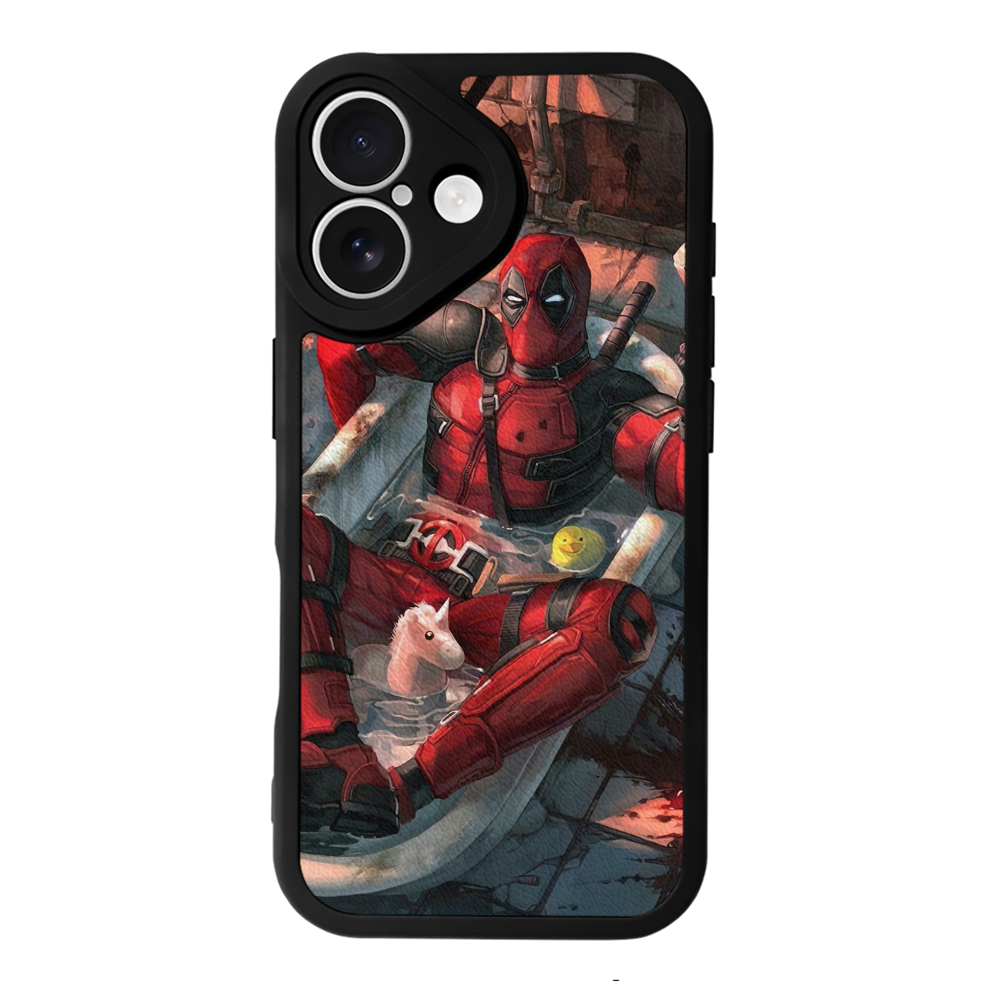 （画像用） Deadpool デッドプール 【iPhone 16シリーズ対応】シリコンスマホケース（レザー調） 材質：シリコン